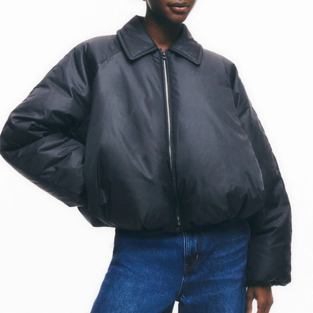 Madewell NWT Bomber Puffer Jacket Black - Picture 3 of 9